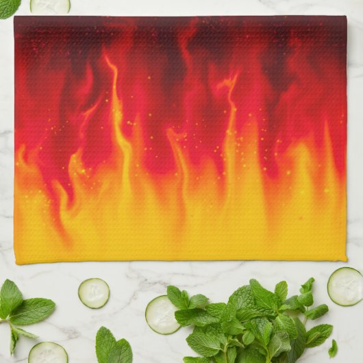 Fiery GRILLEN Kitchen Flames — Custom Steak House Geschirrtuch (Gefaltet)