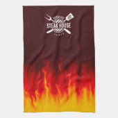 Fiery GRILLEN Kitchen Flames — Custom Steak House Geschirrtuch (Vertikal)