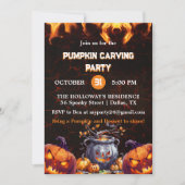 Fiery Halloween Pumpkin Carving Party Einladung (Vorderseite)