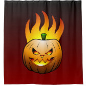 Fiery Halloween Pumpkin Face Duschvorhang (Vorderseite)