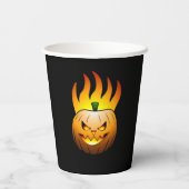 Fiery Halloween Pumpkin Face Pappbecher (Rückseite)