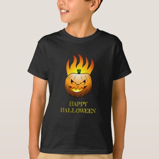 Fiery Halloween Pumpkin Face T-Shirt (Vorderseite)