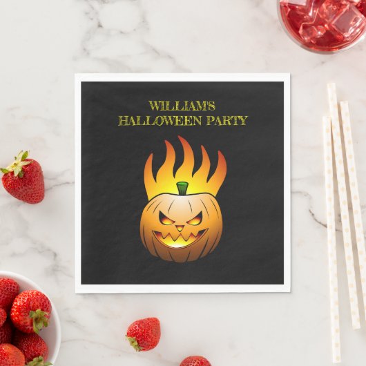 Fiery Halloween Pumpkin Paper Napkin Serviette (Beispiel)