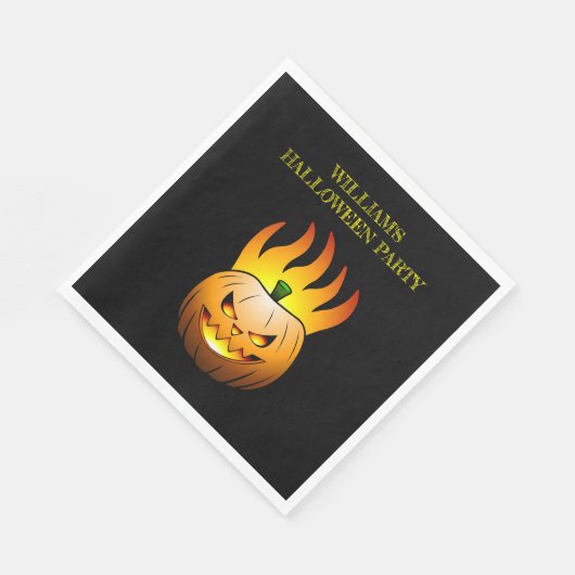 Fiery Halloween Pumpkin Paper Napkin Serviette (Ecke)