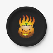 Fiery Halloween Pumpkin Paper Plate Pappteller (Vorderseite)
