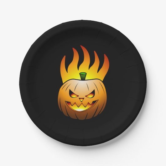 Fiery Halloween Pumpkin Paper Plate Pappteller (Vorderseite)