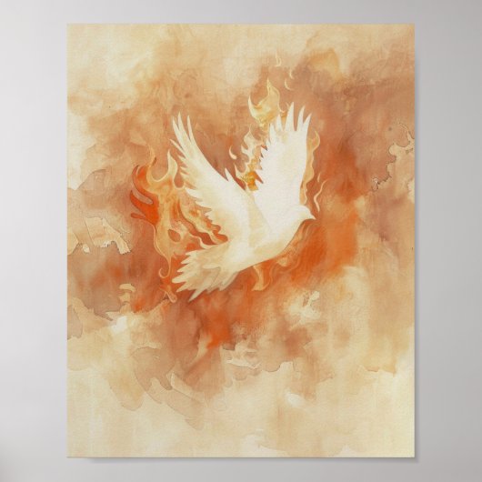 Fiery Holy Spirit Christlich Watercolor Kunst, Dic Poster (Vorne)