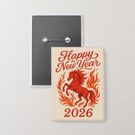 Fiery Horse 2026 Button (Vorderseite/Rückseite)