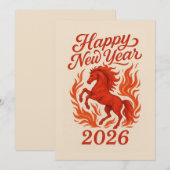 Fiery Horse 2026 Feiertagskarte (Vorne/Hinten)
