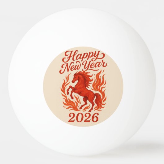 Fiery Horse 2026 Tischtennisball (Vorderseite)