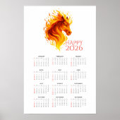 Fiery Horse 2026 Wall Calendar Poster (Vorne)