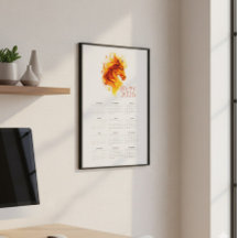 Fiery Horse 2026 Wall Calendar Poster