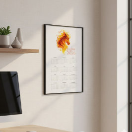 Fiery Horse 2026 Wall Calendar Poster