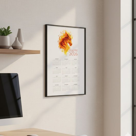 Fiery Horse 2026 Wall Calendar Poster
