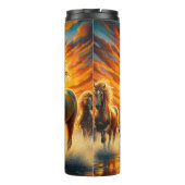 Fiery Horses Water Run Sunset Thermosbecher (Rückseite)