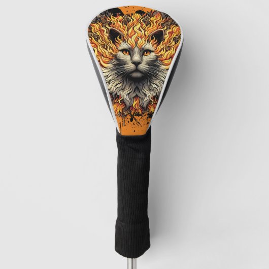 Fiery Inferno Cat Golf Headcover (Vorderseite)