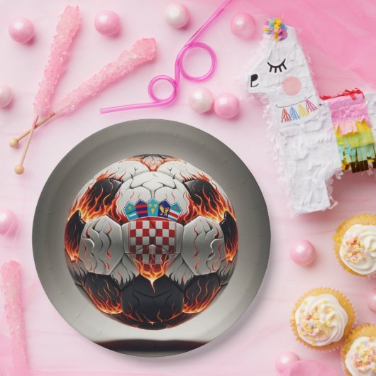Fiery Kroan Soccer Ball Pappteller (Party)