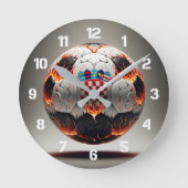 Fiery Kroan Soccer Ball Runde Wanduhr (Vorderseite)