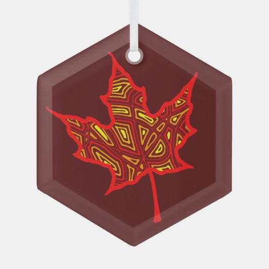Fiery Leaf Balloon Ornament Aus Glas (Vorderseite)