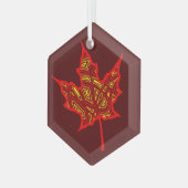Fiery Leaf Balloon Ornament Aus Glas (Vorderseite Links)
