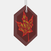 Fiery Leaf Balloon Ornament Aus Glas (Vorderseite Rechts)