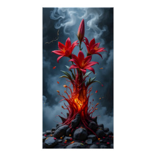 Fiery Lily Fantasy Poster