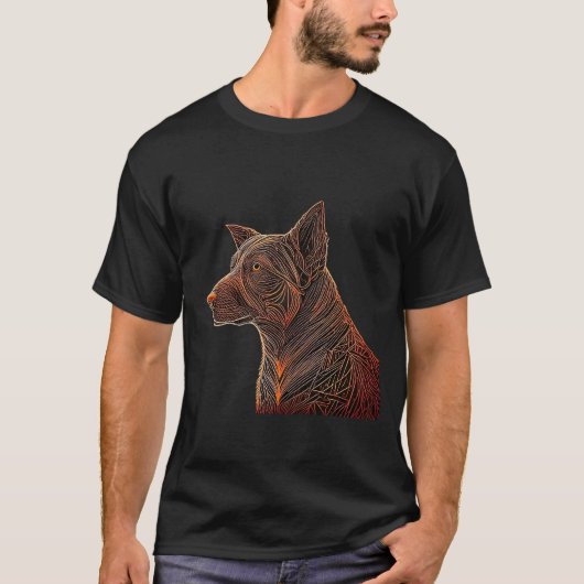 Fiery Line Kelpie: Ein energiegeladenes Dog-Portra T-Shirt (Vorderseite)