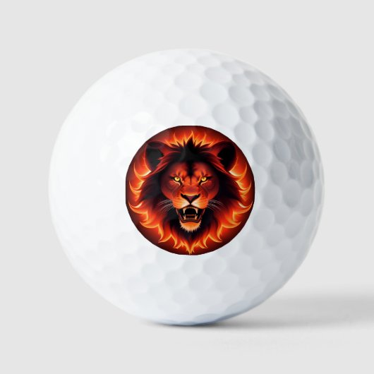 Fiery Lion Gesicht mit leuchtendem Mane Golfball (Vorderseite)