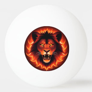 Fiery Lion Gesicht mit leuchtendem Mane Tischtennisball