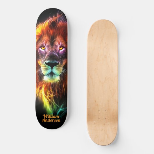 Fiery Lion Glows Cool Style Skateboard (Vorderseite)