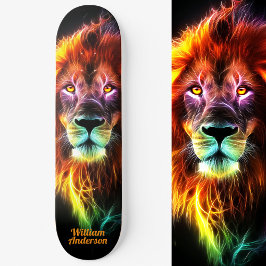 Fiery Lion Glows Cool Style Skateboard