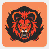 Fiery Lion Head Illustration Quadratischer Aufkleber (Vorderseite)