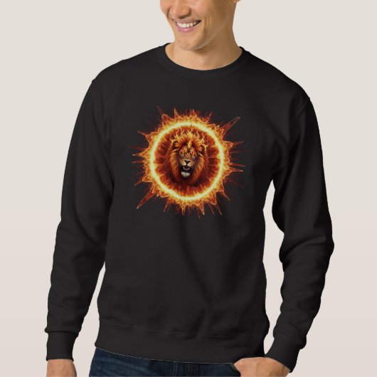 Fiery Lion Hoodie, Fierce Fire Graphic Sweatshirt (Vorderseite)