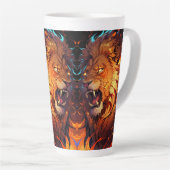 Fiery Lion mit lebendigem Mane und Naturelementen Milchtasse (Rechte Ecke)