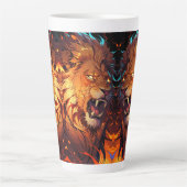 Fiery Lion mit lebendigem Mane und Naturelementen Milchtasse (Vorderseite)