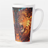 Fiery Lion mit lebendigem Mane und Naturelementen Milchtasse (Rechts)