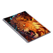 Fiery Lion mit lebendigem Mane und Naturelementen Notizblock (Rechte Seite)