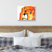 Fiery Lion Stretched Canvas Print Leinwanddruck (Insitu (Schlafzimmer))