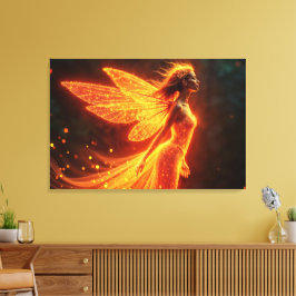 Fiery Märchen Rot-Leuchtflügel niedlicher Zauberne Leinwanddruck