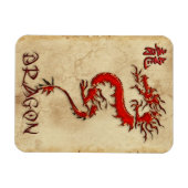 Fiery Metal-Look Tribal Dragon 3 Asian Art Magnet (Horizontal)