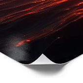 Fiery Moon Over Calm Ocean Fantasy Sunset Poster (Ecke)