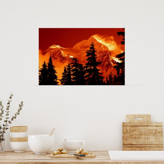 Fiery Mountain Scene Poster (Küche)