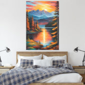 Fiery Mountain Sunset Leinwanddruck (Insitu (Schlafzimmer))