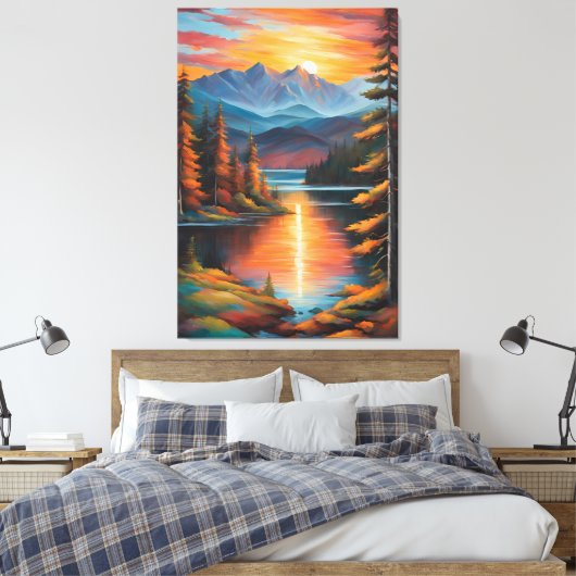 Fiery Mountain Sunset Leinwanddruck (Insitu (Schlafzimmer))