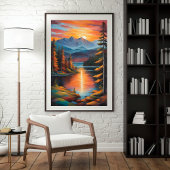 Fiery Mountain Sunset Poster