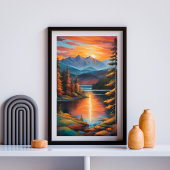 Fiery Mountain Sunset Poster