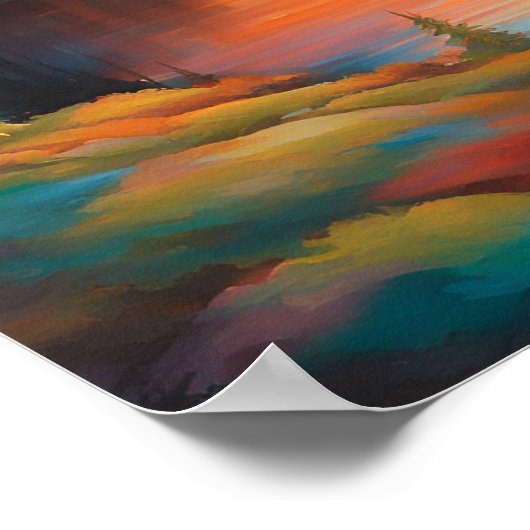 Fiery Mountain Sunset Poster (Ecke)