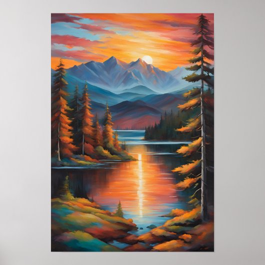 Fiery Mountain Sunset Poster (Vorne)
