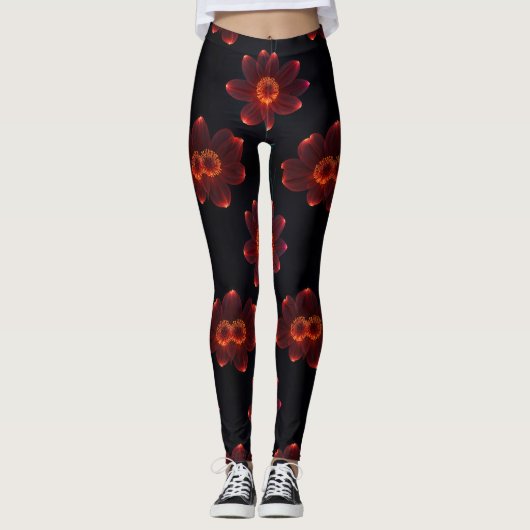 Fiery Neon Blossom Leggings (Vorderseite)