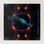 Fiery Neon Peacock Puzzle (Horizontal)